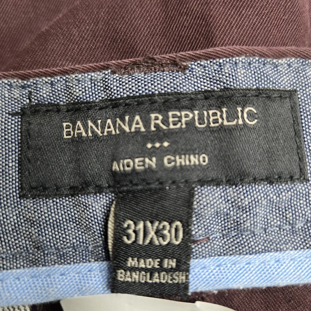 Banana Republic Men Pants 31X30 Burgundy Chino Twill Aiden‎ Button 28